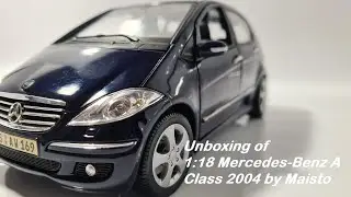 1:18 Mercedes-Benz A Class 2004 by Maisto Premiere Edition [scale die-cast car unboxing]