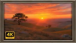 4K Hillside Sunset Painting | Art Framed Screensaver | Art for Your TV