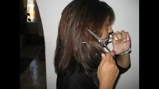 friendly girl long hair cut short at home #haircut #ladieshaircut #hair  #longtoshort #hairstyle