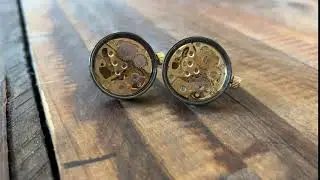 Working Watch Movement Steampunk Cufflinks Gunmetal and Gold