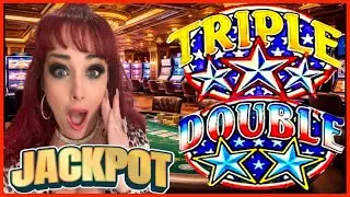 HIGH LIMIT JACKPOT!!! OMG! TRIPLE DOUBLE STARS SLOT MACHINE (IGT)
