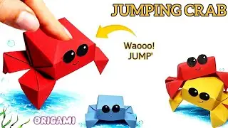 Origami Paper Jumping Crab 🦀|It's Really JUMP'S!✨|Easy Paper Craft|Paper Toy|Origami Craft World 