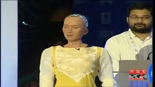 Robot Sophia talking to Bangladesh Prime Minister Sheikh Hasina for digital world 2017 720p
