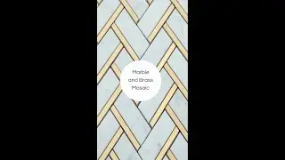 Century Mosaic Herringbone Marble and Brass Mosaic