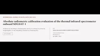 Absolute radiometric calibration evaluation of the thermal infrared spectrometer onbo... | RTCL.TV