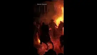Horses leap over huge bonfires in Spanish festival
