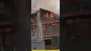 A massive fire broke out in a three-storey residential house at Lal Bazar Srinagar on Monday morning