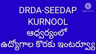 DRDA-SEEDAP (govt) ఆధ్వర్యంలో ఉద్యోగాల కొరకు ఇంటర్వ్యూ