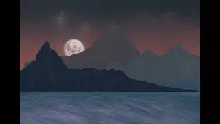 Procreate Timelapse: Moonlit Mountain Lake