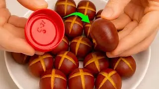 Чистить каштаны теперь легко: все, что вам нужно, это крышка от бутылки!