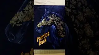 Painting Ideas / Black Horse Painting with Gold Leaf || Shorts