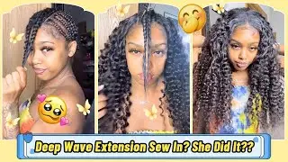 💛Using 3 Deep Wave Bundles For Tranditional Sew In With Leave Out | Hair Install #Elfinhair Review