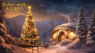 🎄 Enchanting Christmas In Hobbiton - Cozy Hobbit Home on Christmas Night - Relaxing Snowfall Sounds