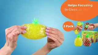 Beadeez Squishy Pineapple Stress Balls Toy 2-Pack Tropical Fruit with Colorful