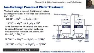 Ion exchange/ demineralization/ deionization process of water softening by Dr.Rekha Nair