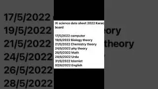 9th Class Date Sheet 2022 For All Punjab Board&nbsp;- Karachi Board Date Sheet of 9th class 2022