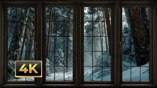 4K Snowy Forest Window View &ndash; Quiet Winter Ambience for Sleep & Study