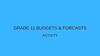 GRADE 11 Cash Budget activity