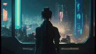 BLADE RUNNER VIBES: Chill Out Rain Window Scene Cyberpunk Style. Ambient deep space