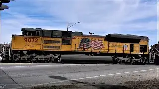 Union Pacific #9072, 2631, 3834, 5145 Intermodal Train by Saugus Depot