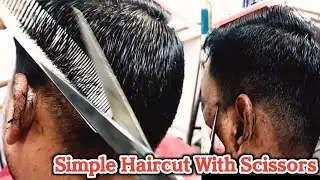 Simple Haircut With Scissors ✂️ Simple Haircut For Men's #barberram 