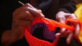 Knitting with Plastic grocery bag