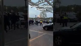 Swindon fans clashing with Reading fans and Police. #STFC | #reading | #readingfc