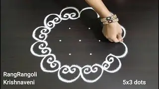 New Year 2024 Special Rangoli🌺5x3 dots New Year Muggulu🌺New Year Kolam🌺RangRangoli Krishnaveni