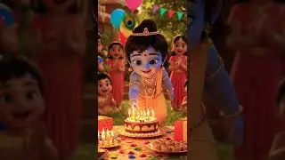 बाल कृष्ण का जन्मदिन 🎂✨ | नन्हे कन्हैया की प्यारी लीला 💙 | Cute Krishna Birthday Video #shorts