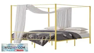 VEVOR Gold Canopy Bed Frame Sturdy & Spacious Storage