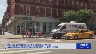 Bank security guard stabbed in the neck by angry customer