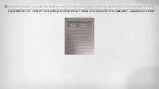 Directions Select a vocabulary term from the box that best answers each question below. Write the te