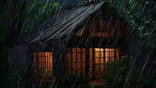 Rain Ambience 🌧️: Extreme Thunderstorm on a Hidden Cabin Roof in the Forest