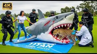 Mother Leopard FIGHTS Shark to Save Her Cub   Incredible Rescue Mission! 🦈🐆