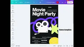 Free movie night canva template 