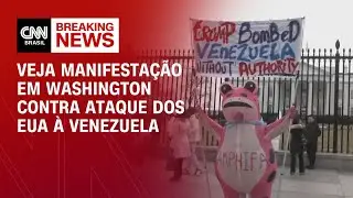 Manifestantes protestam contra ataque dos EUA &agrave; Venezuela em frente &agrave; Casa Branca