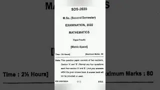 Sdsuv 2022 Metric Space Question papers#shorts#trending#playlist#links is in comment box👉