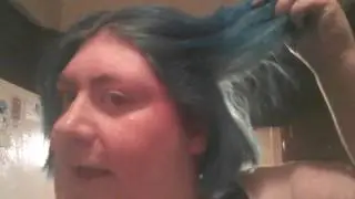 My new hair color turquoise jade mint green.