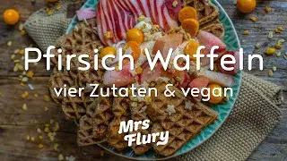 Gesunde Pfirsich Waffeln - 4 Zutaten & vegan, ohne Zucker