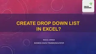 Drop down list in excel |Data validation list | Excel training