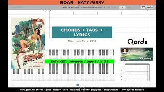 ROAR - KATY PERRY [EASY KEY, transpose /capo 3: in G] Chords & Lyrics. PlayAlong Video #qords_app