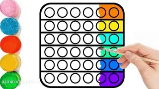 Easy pop it drawing for kids|🌈 colours name learning video|square pop it colouring video
