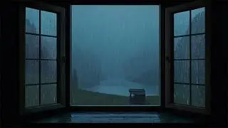 Rain falling outside the window beyond the room, softening mental tension