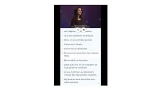 Learn French by watching videos on the Duocards app. The dialogue is highlighted as person speaks.