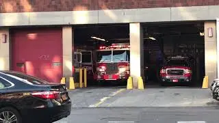 FDNY ENGINE 48 RESPONDING FROM QUARTERS IN THE FORDHAM HEIGHTS AREA OF THE BRONX IN NEW YORK CITY.