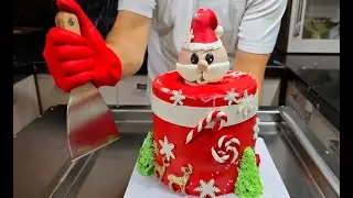 Santa's Christmas Cake Becomes Ice Cream Rolls | Oddly Satisfying Frozen Pan Magic 🎅☃️