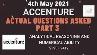 ACCENTURE - ACTUAL QUESTIONS ASKED - Aptitude Questions and Solutions - 2021 (Part 3) by MJ