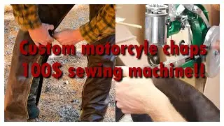 My first project on my leather sewing machine Leather chaps 100$ sewing machine