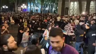 Protesters clash with Georgian riot police in Tbilisi