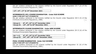 CA Exams Date Sheet | December 2021